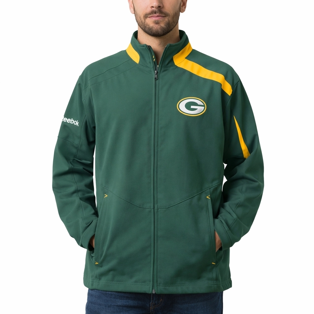 Green Bay Packers Shell Jacket Mens L Windbreaker Athletic Workout Reebok #24